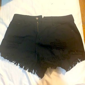 Black jean shorts